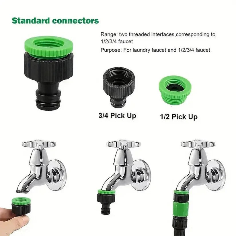 Expandable Garden Hose with Seven Spray Nozzle and Flow Control Lever