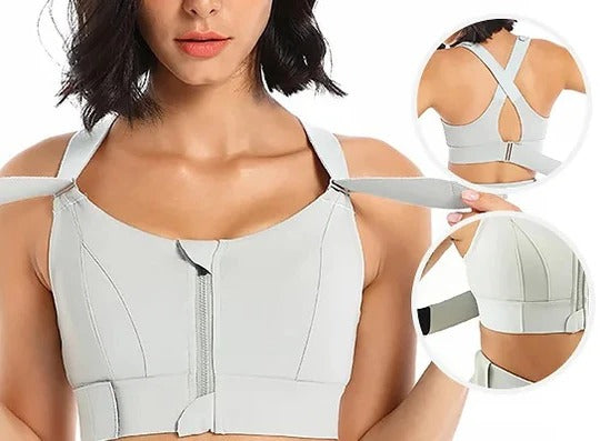 High Support Front-Zip Sports Bra for Active and Everyday Wear
