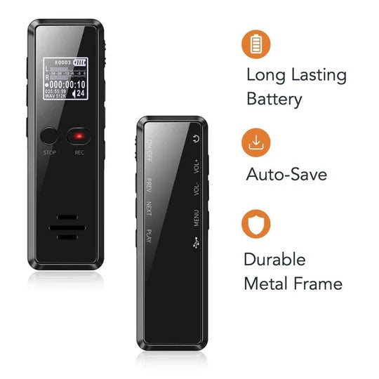 Professional Digital Voice Recorder with Auto File Saving and Built-In Speaker