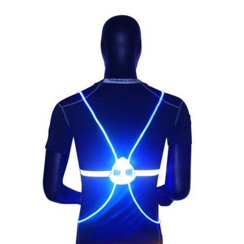 LED Safety Vest with Fiber Optic Cables and 3 Light Modes, Adjustable Reflective Band