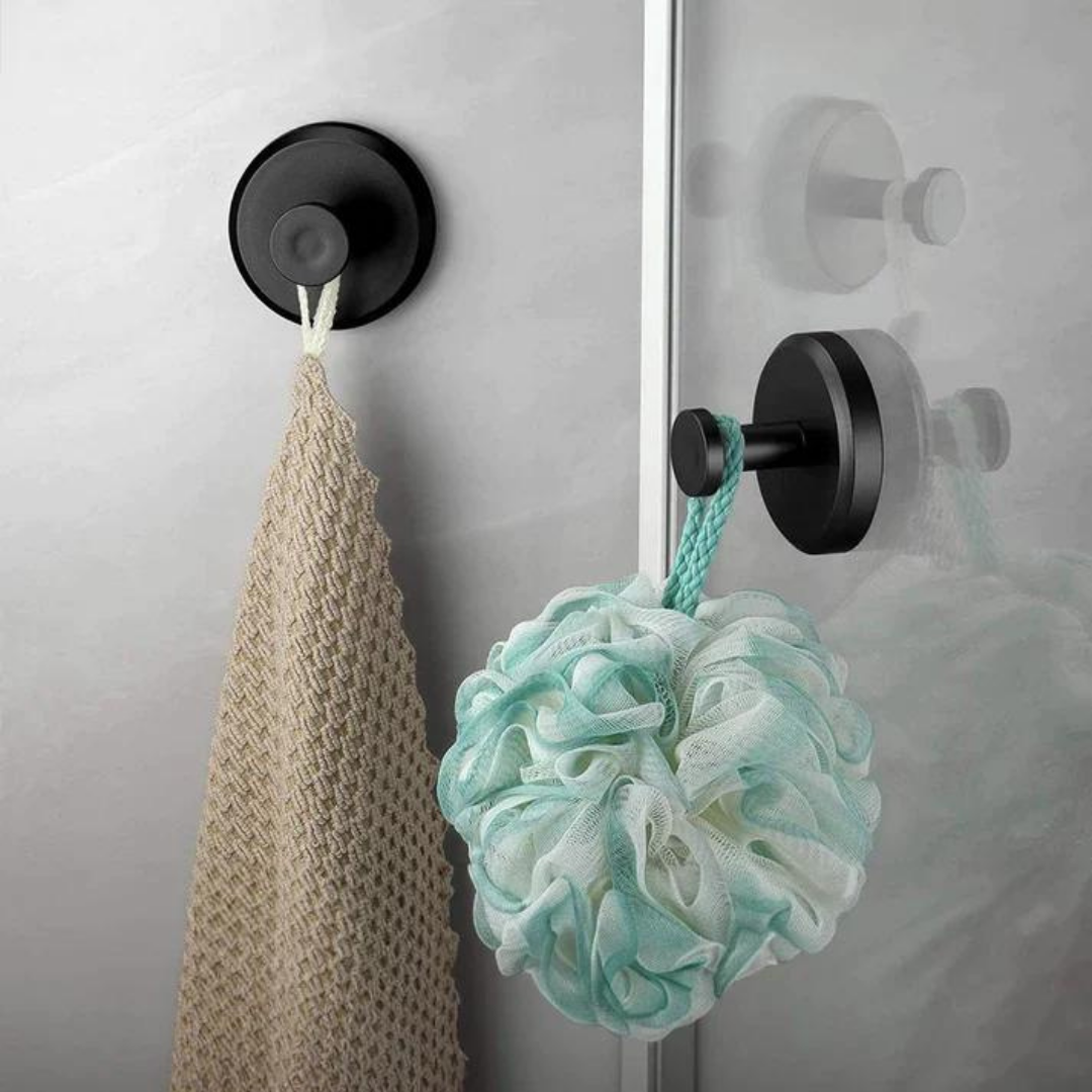 Suction Cup Hooks with Toolless Press Seal and 15 Lb Capacity, 4-Pack