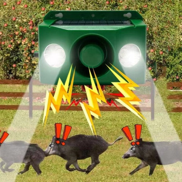 Solar Animal Deterrent Light with Flashing Spotlight and Alarm for Gardens