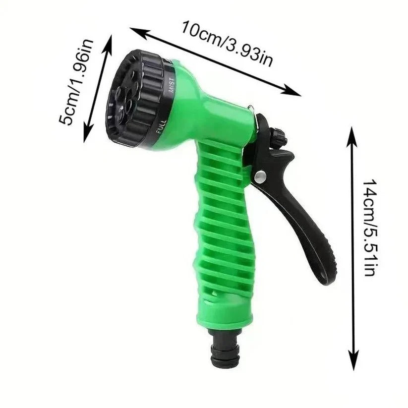 Expandable Garden Hose with Seven Spray Nozzle and Flow Control Lever