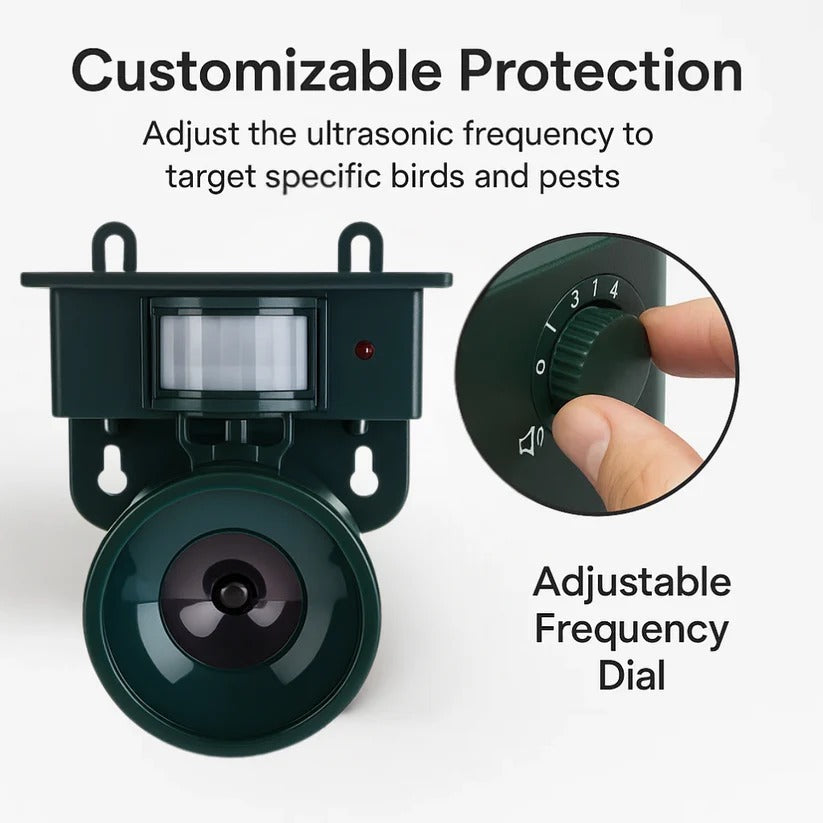 Solar Bird Repeller with PIR Motion Sensor and Sound Deterrent, Weatherproof