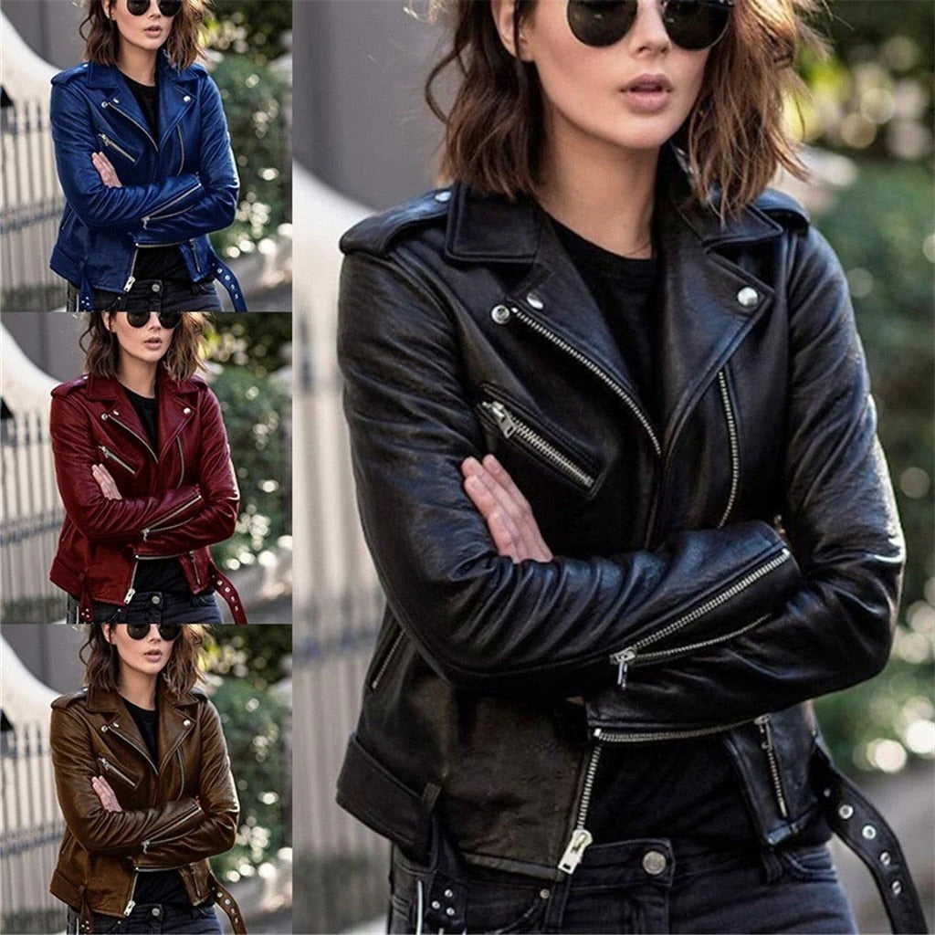 Leather Jacket with Full-Grain Leather and Asymmetrical Front Zipper, Tailored Fit