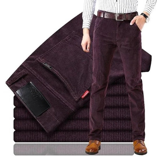 Corduroy Straight-Leg Trousers for Year-Round Wear
