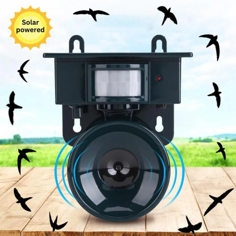 Solar Bird Repeller with PIR Motion Sensor and Sound Deterrent, Weatherproof