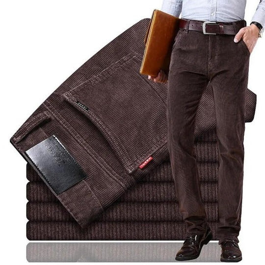 Corduroy Straight-Leg Trousers for Year-Round Wear