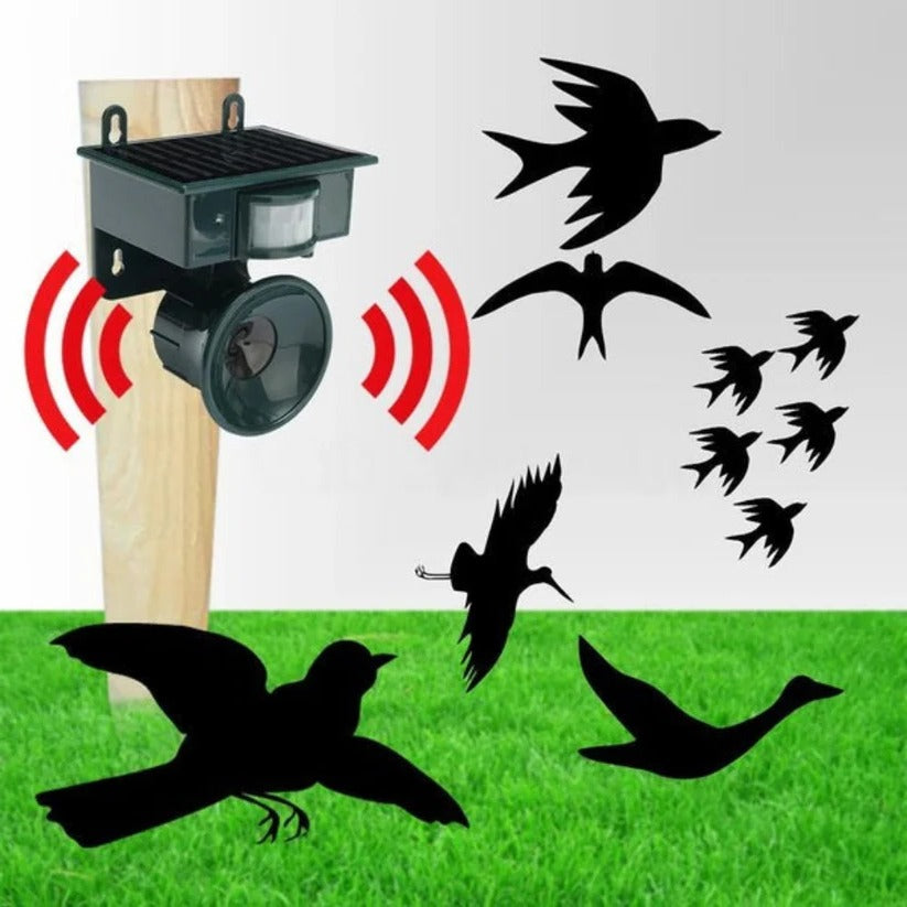 Solar Bird Repeller with PIR Motion Sensor and Sound Deterrent, Weatherproof