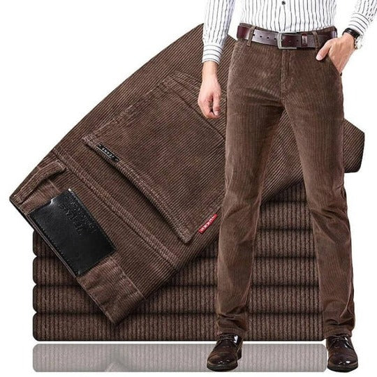 Corduroy Straight-Leg Trousers for Year-Round Wear