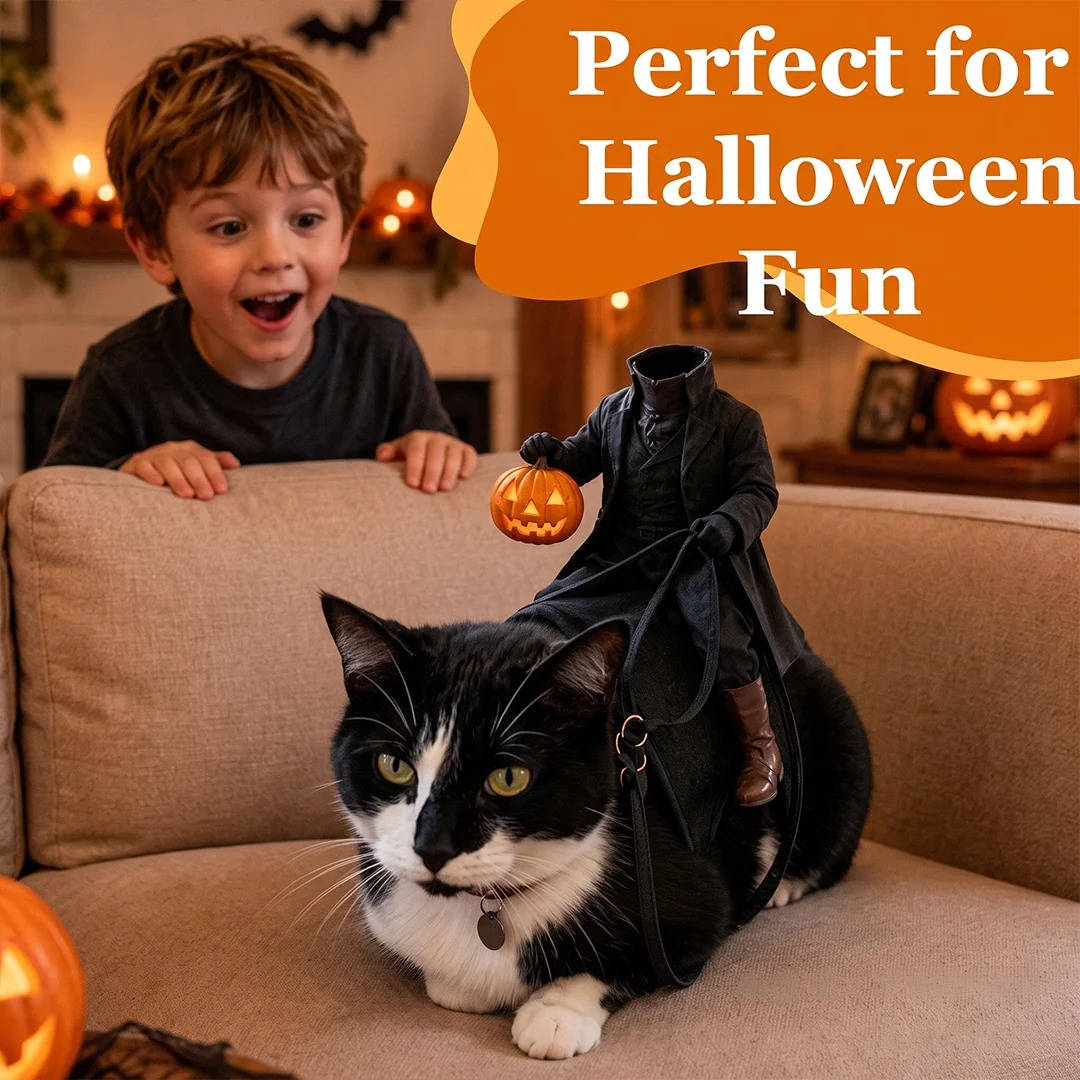 Headless Horseman Pet Costume, Halloween Costume for Cats and Dogs, Parties and Dress Up