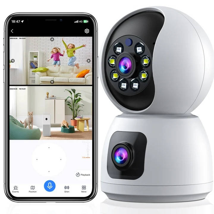 2MP Dual Lens Indoor Security Camera Wireless with Phone App, Auto Tracking Camera for Children & Pets