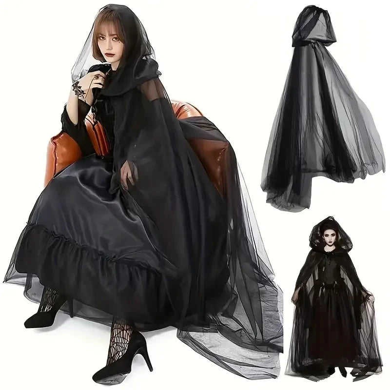 Sjbackyard Adults Halloween Hooded Witch Cloak for Women
