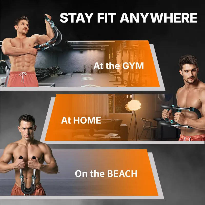Adjustable Power Twister Bar, Portable Spring Resistance, Upper Body Strength Trainer for Chest, Shoulders & Arms