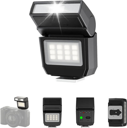 Mini Camera Flash Light GN8, 6500K LED Speedlite for Canon, Sony, Nikon & Fuji DSLR, Vlog & Outdoor Photography