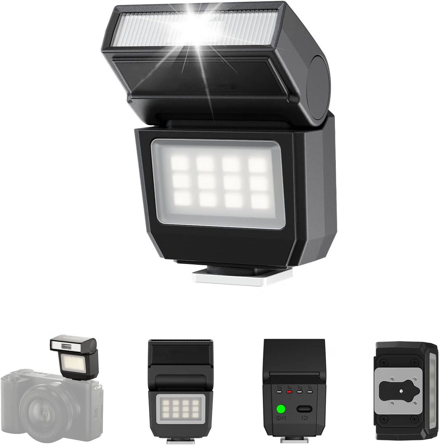 Mini Camera Flash Light GN8, 6500K LED Speedlite for Canon, Sony, Nikon & Fuji DSLR, Vlog & Outdoor Photography