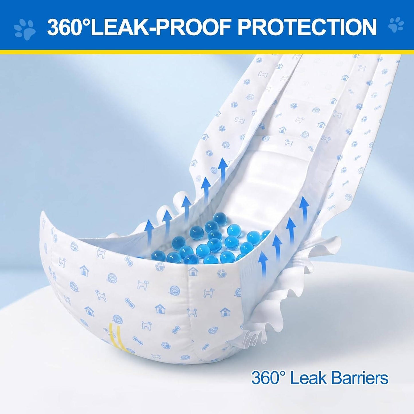 100 Count Dog Belly Bands for Male Dogs, Disposable Male Dog Diapers, Leakproof Dog Wraps with Wetness Indicator