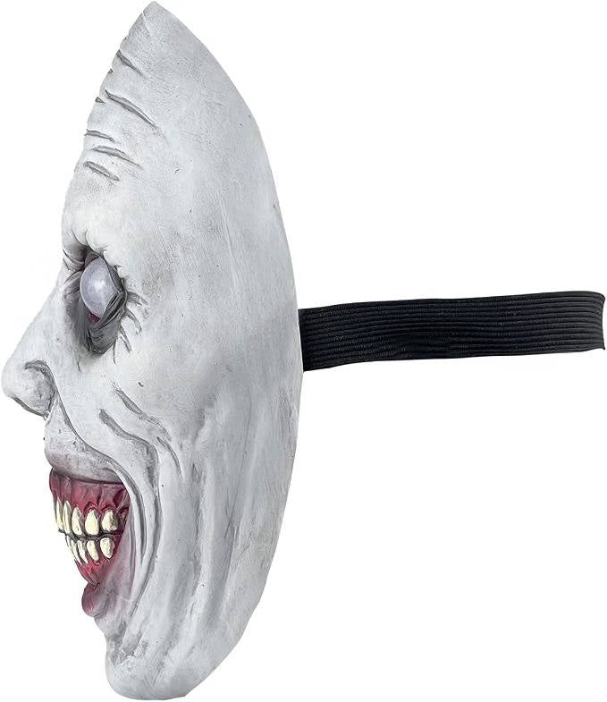 Demon Mask, Scary White Smiling Horror Mask with Eye for Halloween Cosplay and Costume Parties