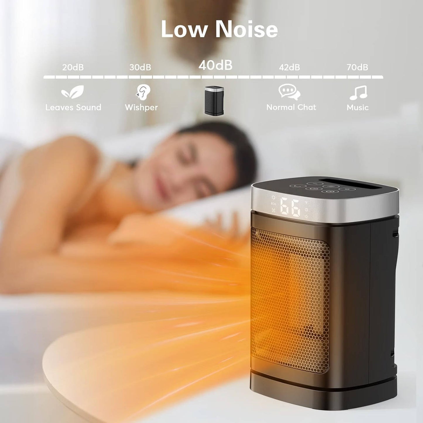 Portable Space Heater, Electric Indoor Heater with 70° Oscillation & Remote Control for Home, Office & Bedroom
