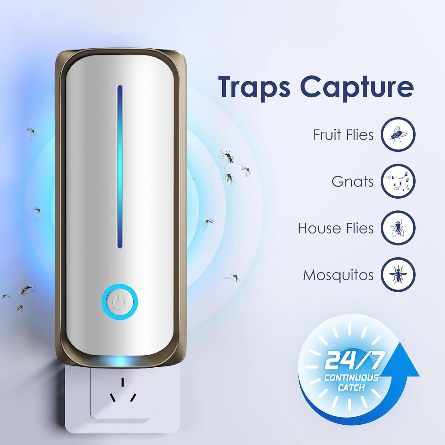 Plug in Fruit Fly Traps Indoor for Home, Mosquito Bug Zapper & Gnat Moth Catcher with 9W UV Night Light, 2 Pack