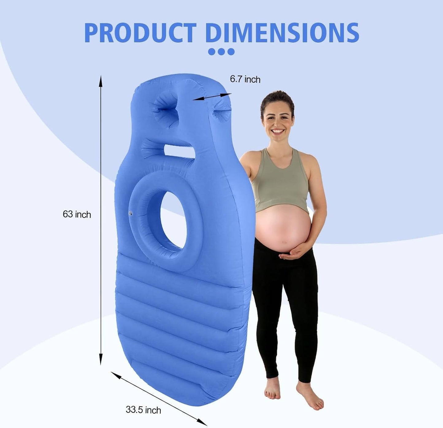 Pregnancy Support Pillow with Belly Cradle Opening and Dual Air Chambers, Pump Included