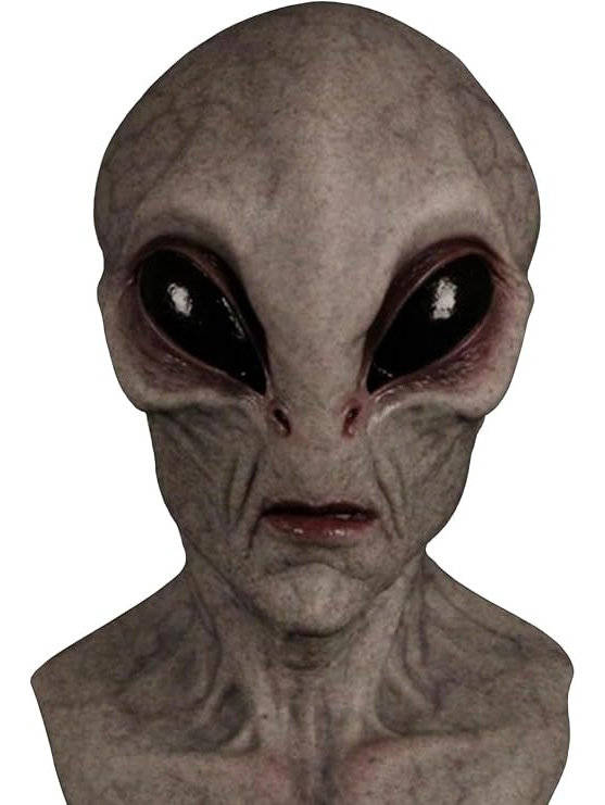 Adult Alien Mask, Area 51 Full Head Latex Mask for Halloween Cosplay Costume Parties
