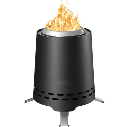 2 in 1 Wood Burning Fire Pit, 9 Inch Tabletop Fireplace with Pot Rack, Black Outdoor Fire Pit