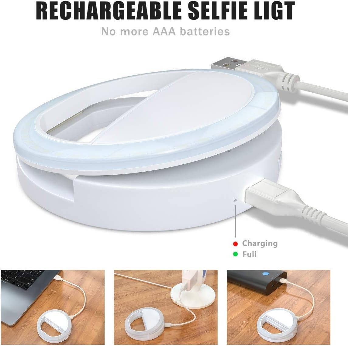 Portable Selfie Ring Light, Adjustable LED Lighting for Photos, Videos & Makeup