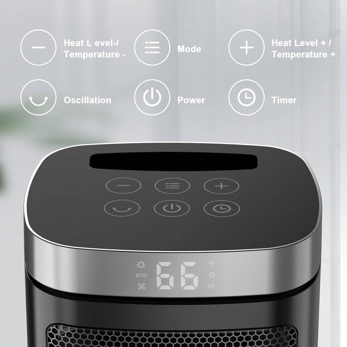 Portable Space Heater, Electric Indoor Heater with 70° Oscillation & Remote Control for Home, Office & Bedroom