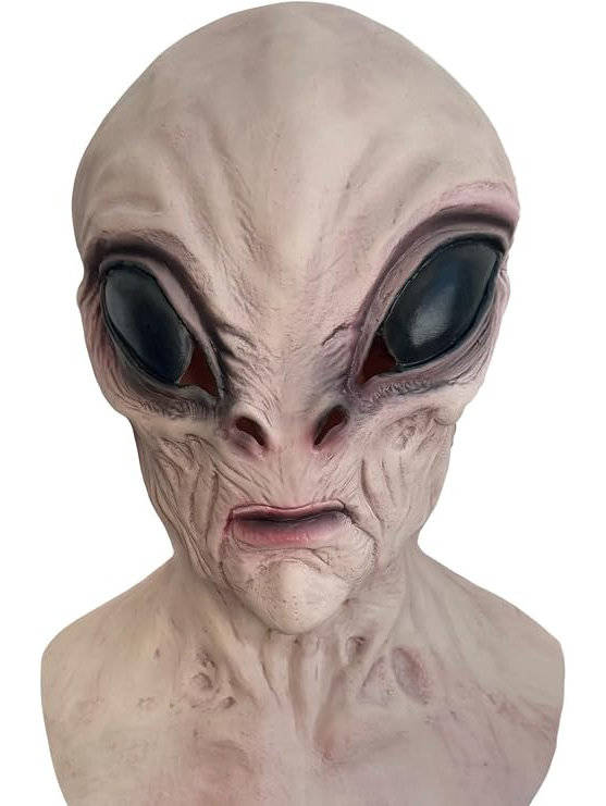 Adult Alien Mask, Area 51 Full Head Latex Mask for Halloween Cosplay Costume Parties