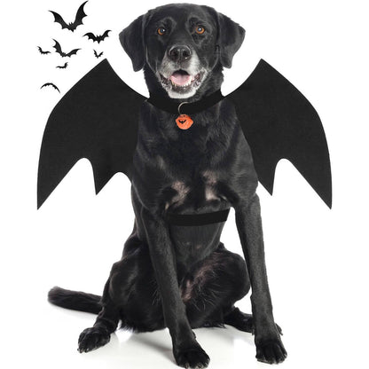 Dog Halloween Costume for Large Dogs, Bat Wings with Pumpkin Bell for Halloween Cosplay Parties and Dress Up