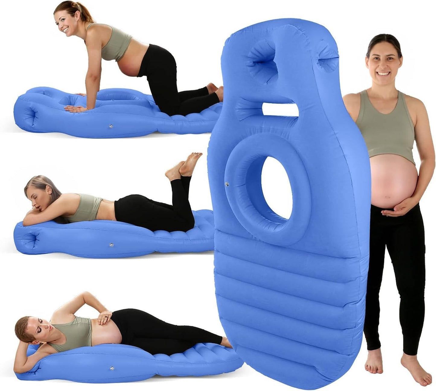Inflatable Pregnancy Pillow with Belly Cutout and Dual Chamber Support, 65in