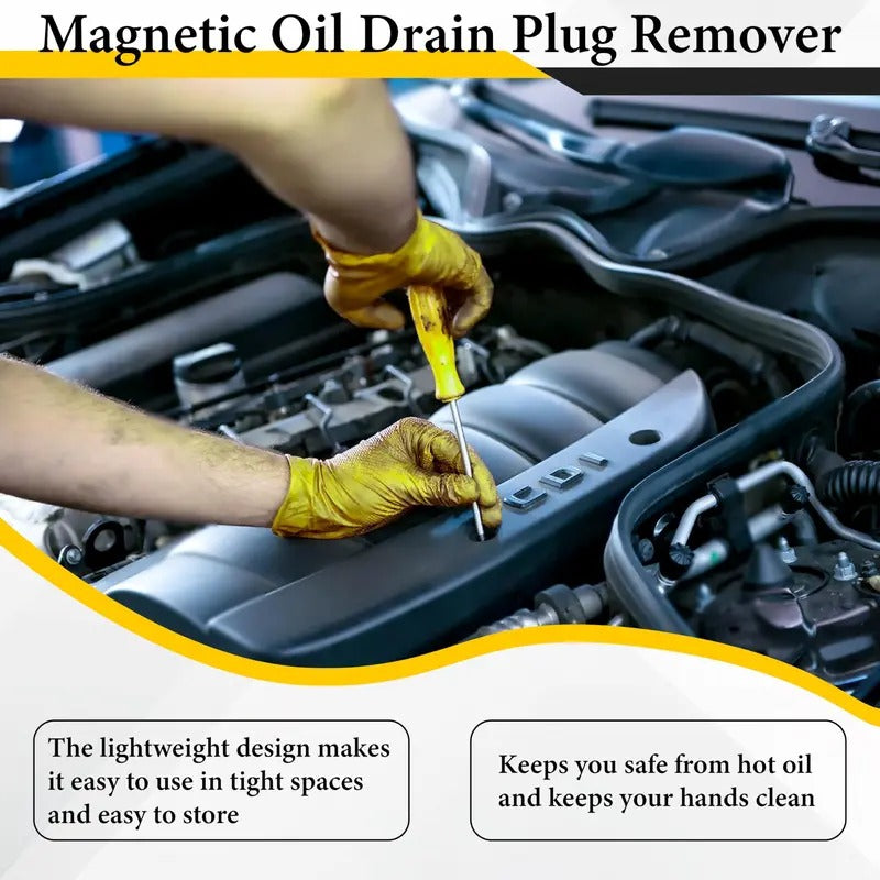 Magnetic Oil Drain Bolt Removal Tool, Flexible Oil Pan Drain Plug Remover, Heavy Duty Anti Scald Tool for Oil Changes