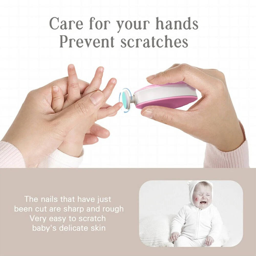 Baby Nail Trimmer with 6 Grinding Heads, Electric Safe Nail File for Newborns and Toddlers