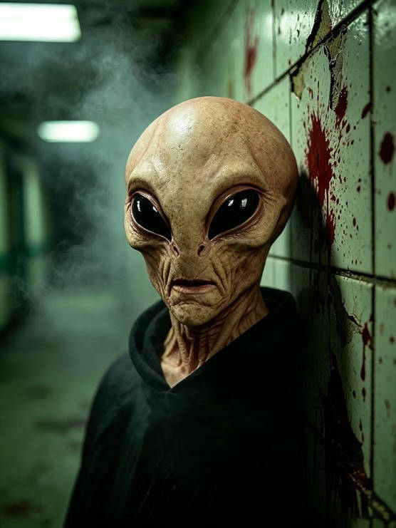 Adult Alien Mask, Area 51 Full Head Latex Mask for Halloween Cosplay Costume Parties