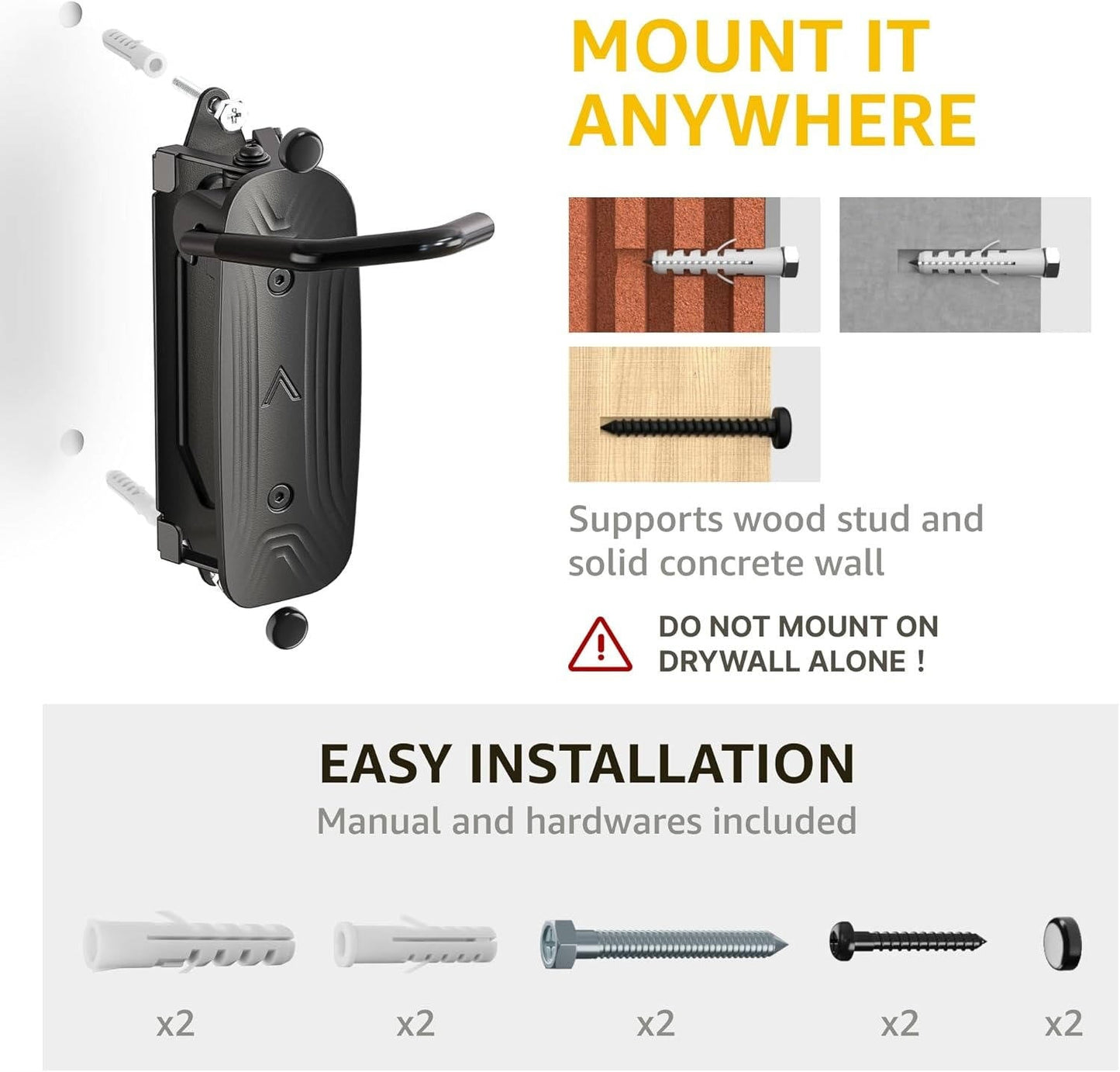 Bike Wall Mount, Bike Hangers for Garage, Space Saving Vertical Bike Rack, Sturdy Bike Storage Rack Holds Up to 66lbs, Easy to Install