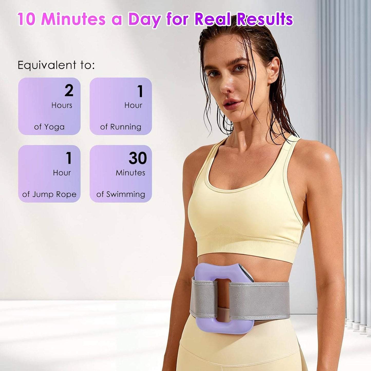 Electric Full Body Fascia Ring Massager with Adjustable Strap, 8 Vibration Modes for Belly, Back, Legs and Waist