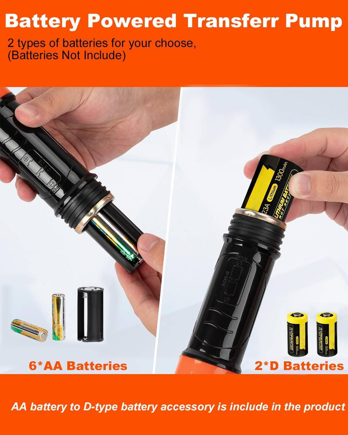 Battery Operated Liquid Transfer Pump with Extended Tubes and Multi-Fluid Compatibility