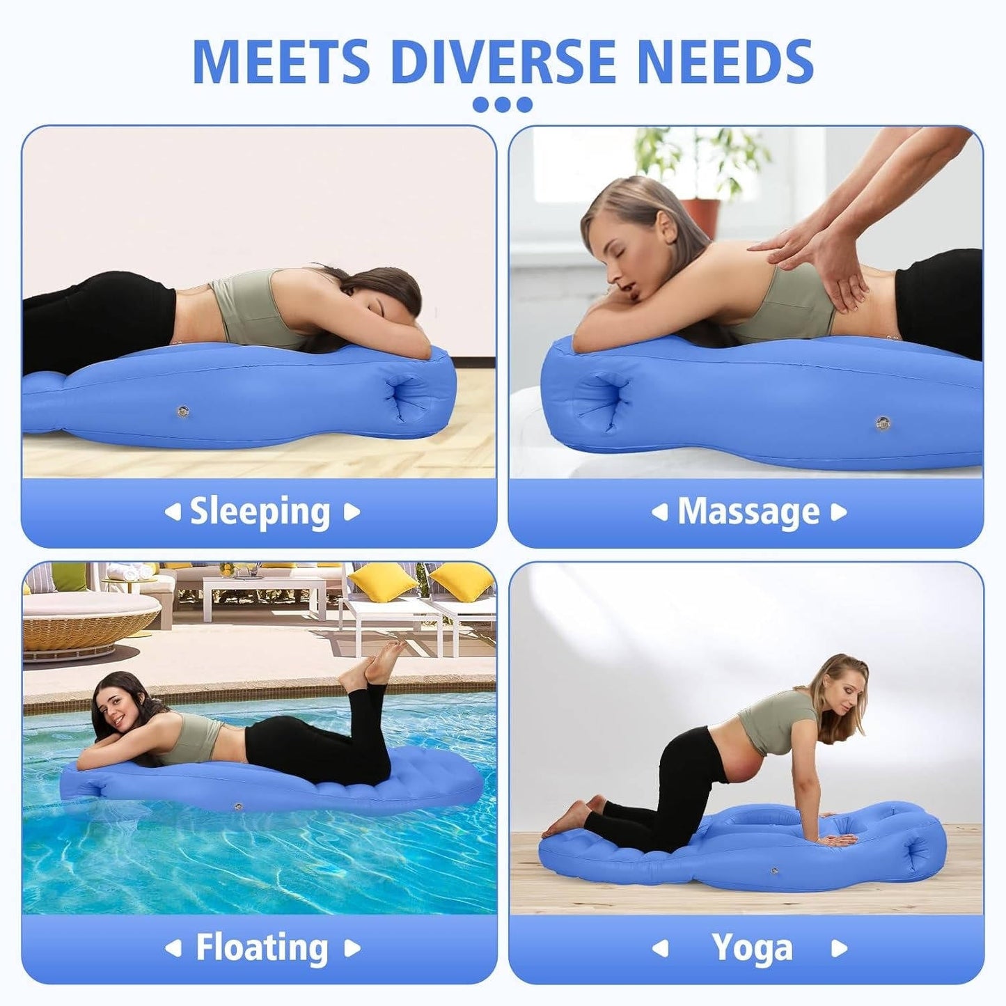 Pregnancy Support Pillow with Belly Cradle Opening and Dual Air Chambers, Pump Included