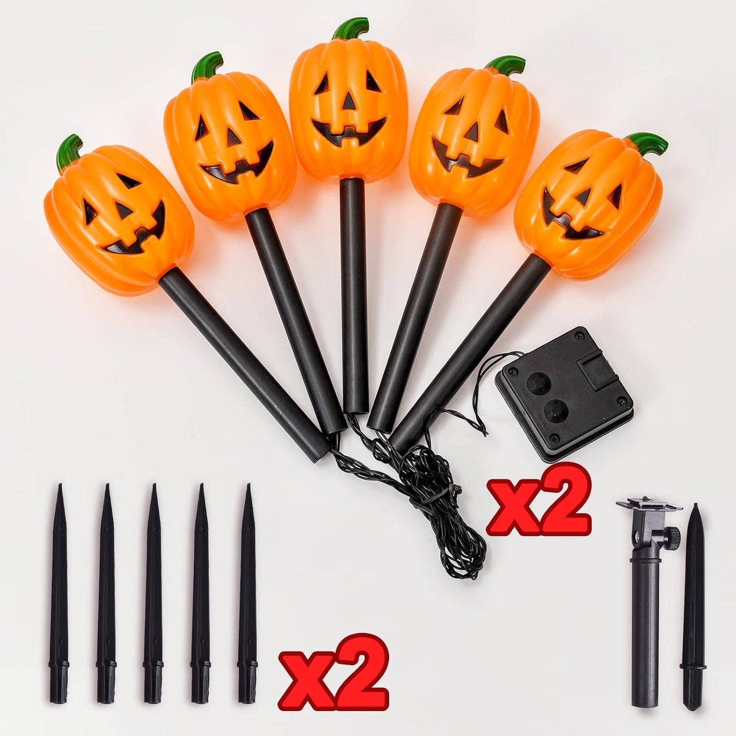 10 Pack Solar Pumpkin Stake Lights, Waterproof Halloween Outdoor Lights for Garden, Yard and Pathway Decor