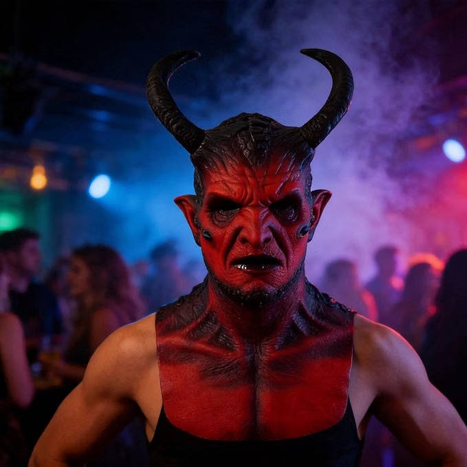 Demon Mask, Realistic Latex Mask with Horns for Halloween Cosplay and Costume Parties