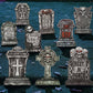 9 PCS 16 Inch Halloween Tombstones, Plastic Graveyard Headstones with 18 Metal Stakes for Outdoor Yard Lawn and Party Decor