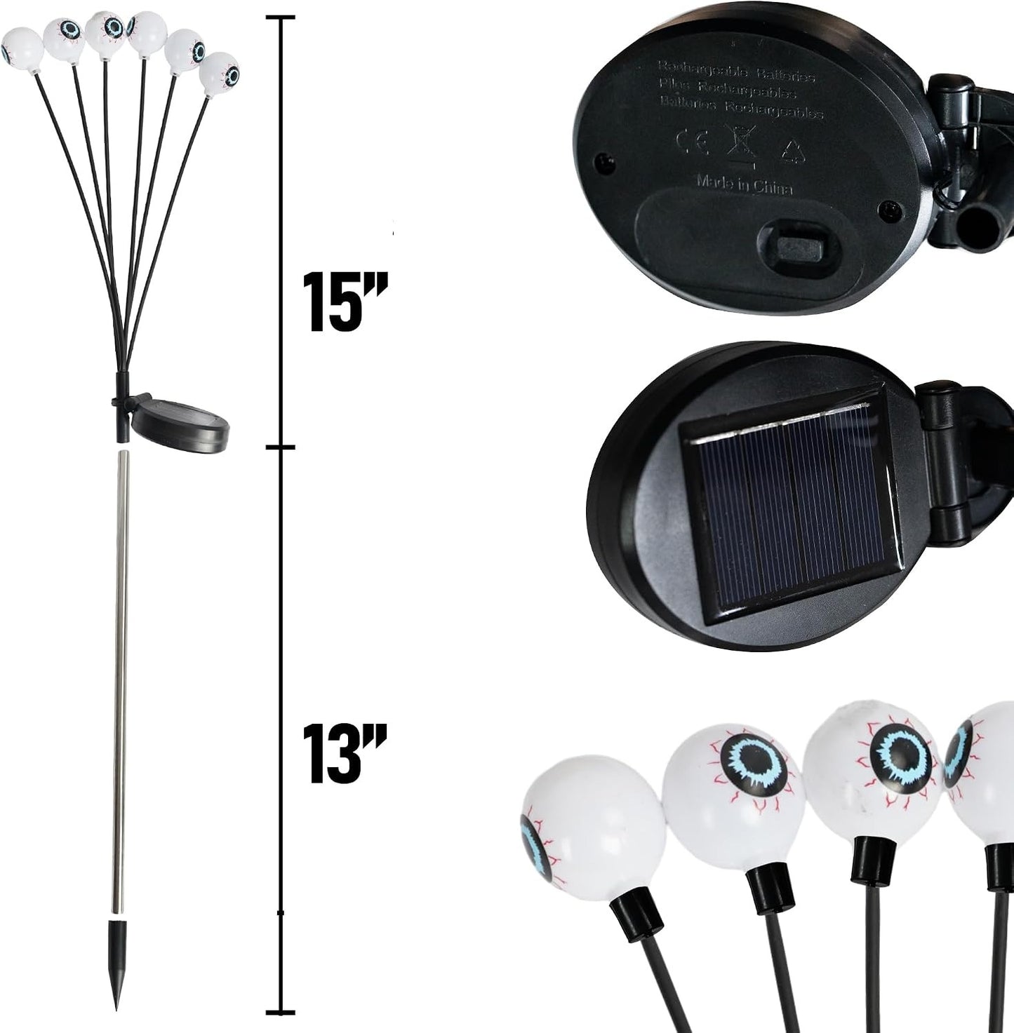 4 Pack Solar Halloween Lights, 24LED, Outdoor Lights for Yard, Garden, Pathway and Party Decor