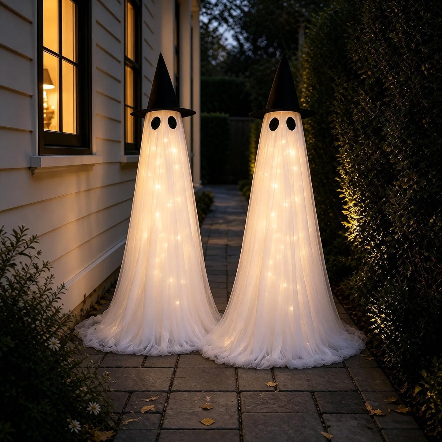 2 Pack 5 Ft Large Halloween Decorations Outdoor, Light Up Ghost Decor