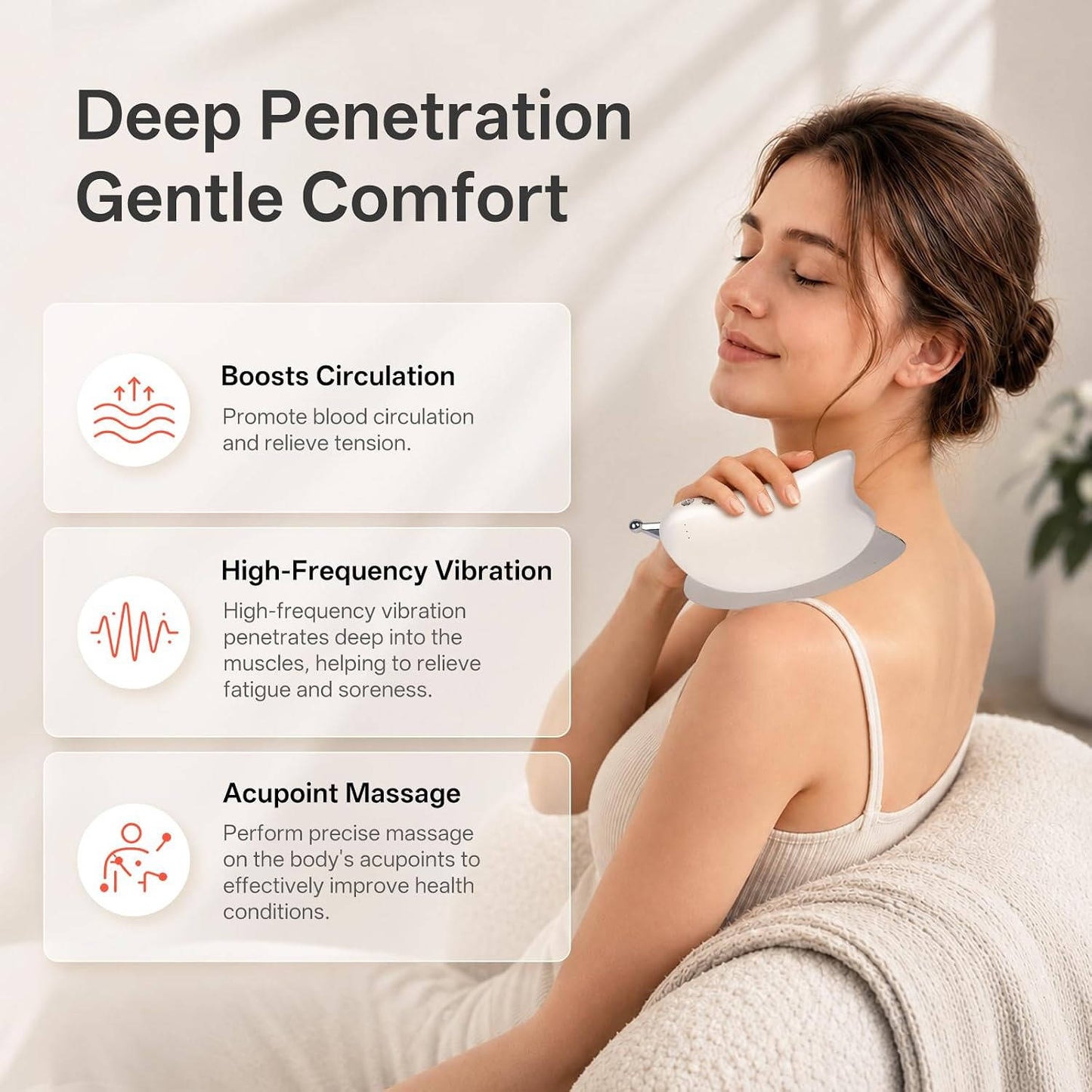 Electric Muscle Scraper, Heated Gua Sha Massage Tool with 3 Heat & 3 Vibration Levels for Deep Tissue Massage