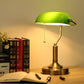 Vintage Bankers Desk Lamp, Retro Green Table Lamp