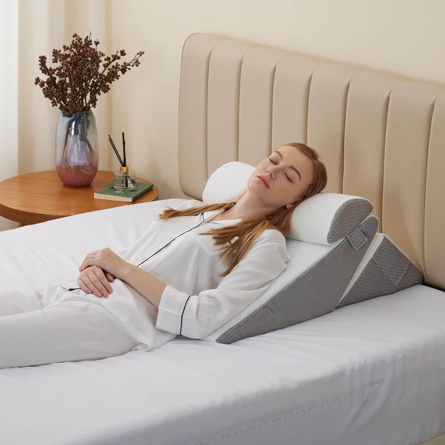 Wedge Pillow Headboard, 3PCS Orthopedic Bed Wedge Pillows Set for After Surgery, Adjustable Back Support Pillow