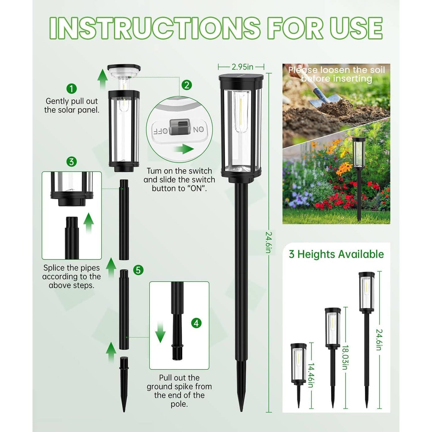 Solar Pathway Lights Outdoor for Lawn Patio Walkway Driveway, Waterproof, Auto On/Off
