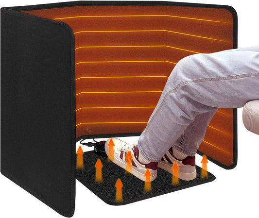 Under Desk Heater with Heated Floor Mat, Portable Foot Warmer with 8 Heat Levels and 12H Timer for Home Office