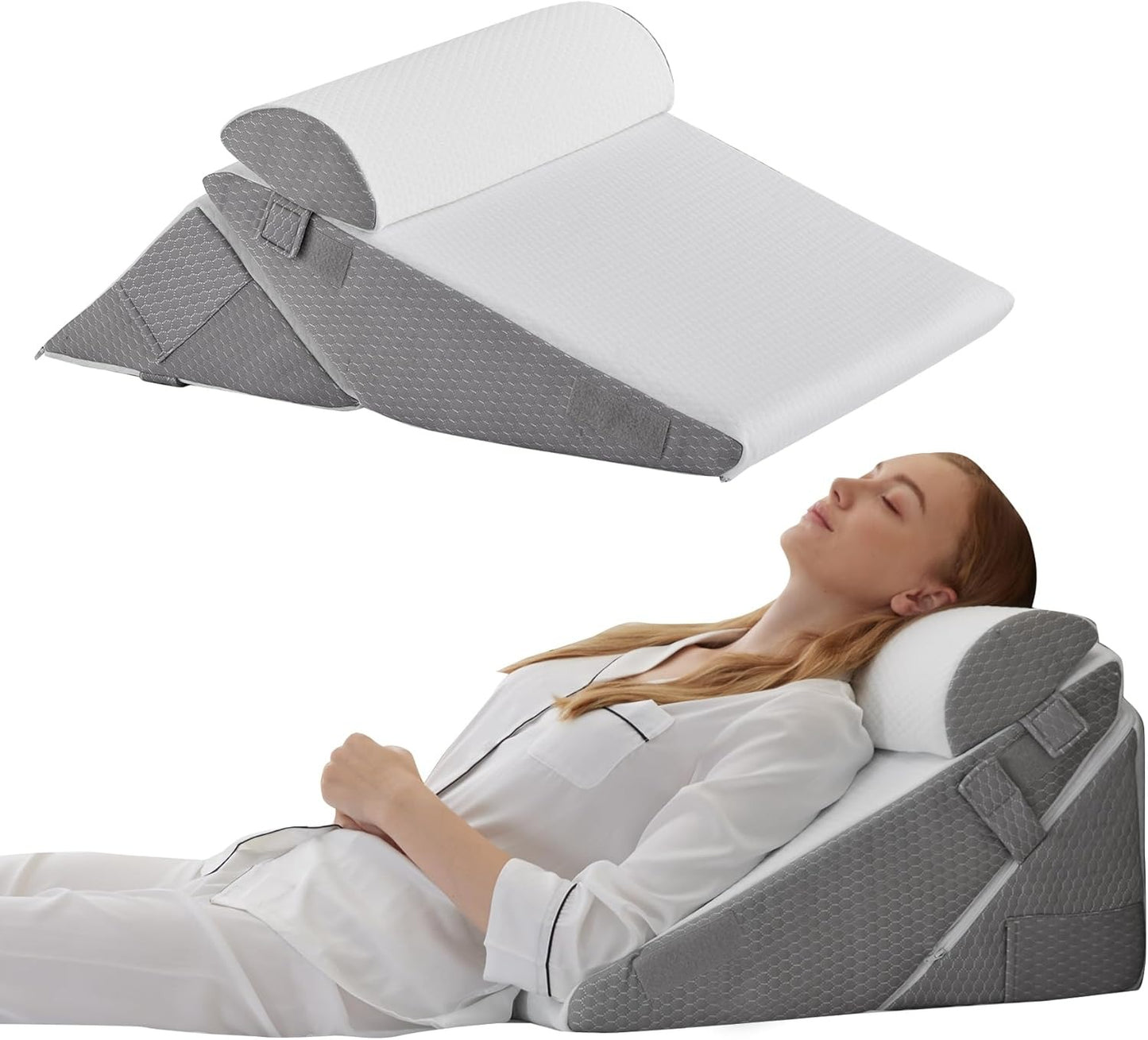 Wedge Pillow Headboard, 3PCS Orthopedic Bed Wedge Pillows Set for After Surgery, Adjustable Back Support Pillow